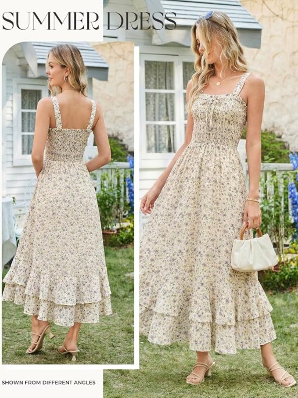 Women's 2026 Summer Floral Boho Dress Square Neck Strapped Swing A Line Sundress